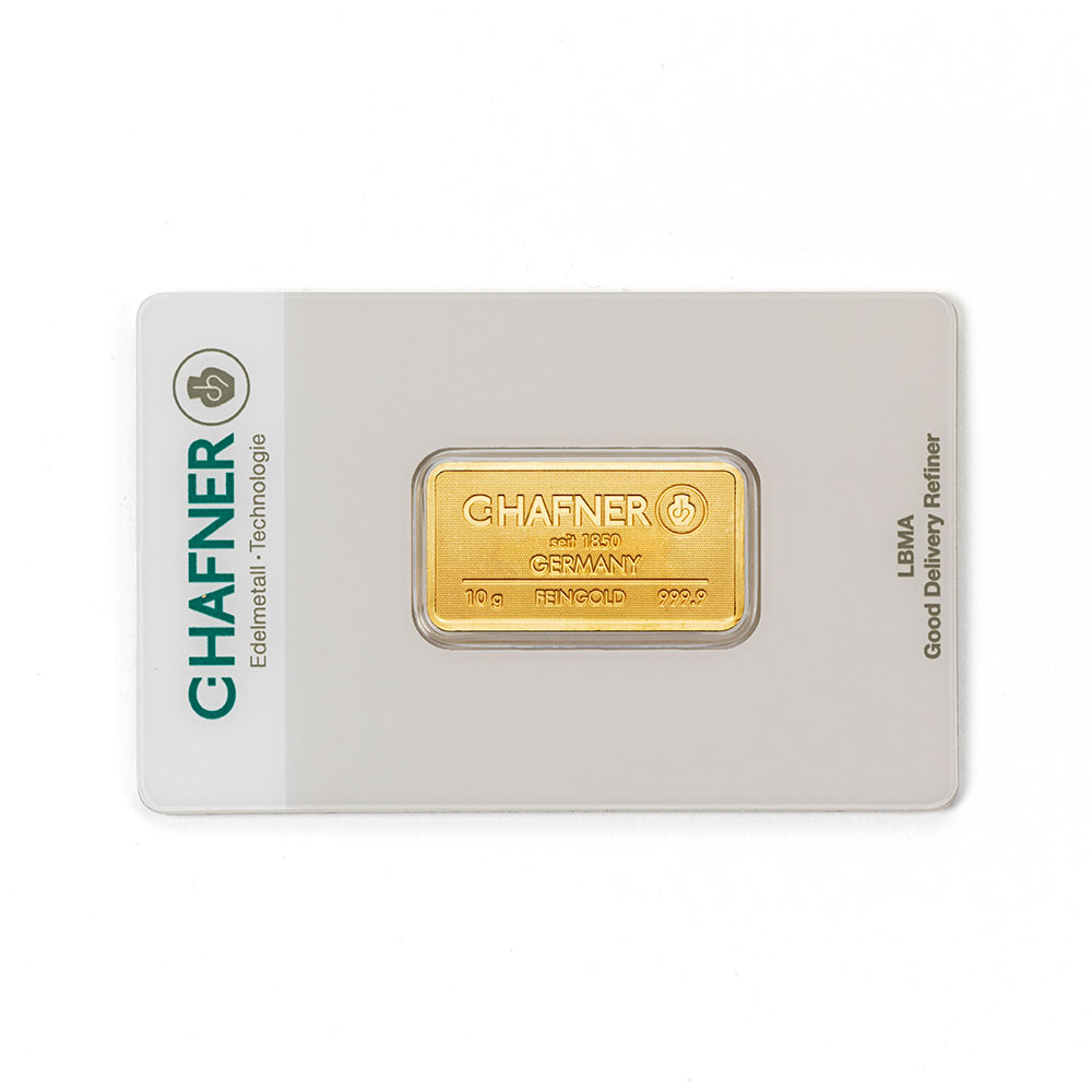 10 Gramm Feingoldbarren geprägt