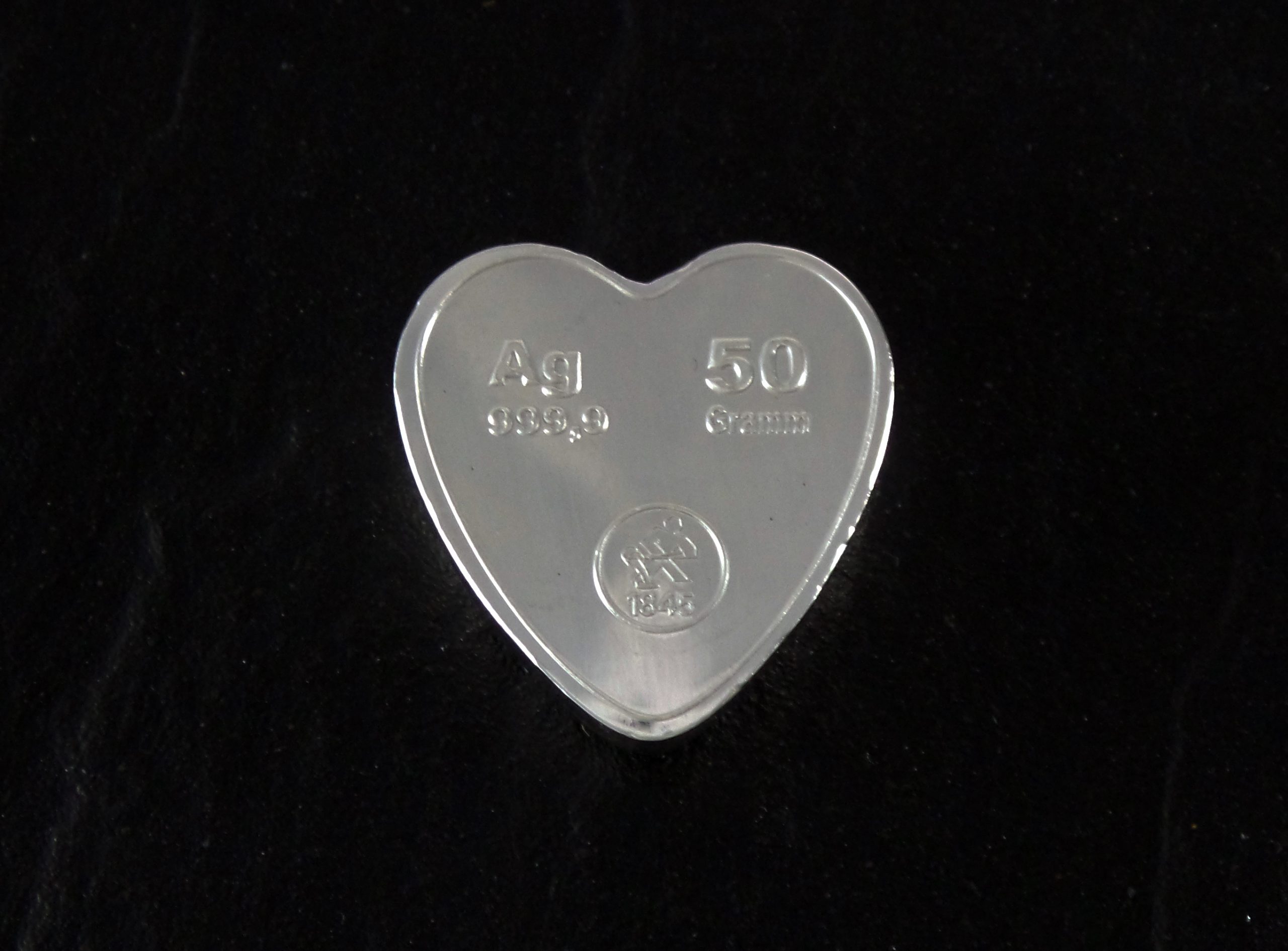 50 Gramm Feinsilberbarren Herzform